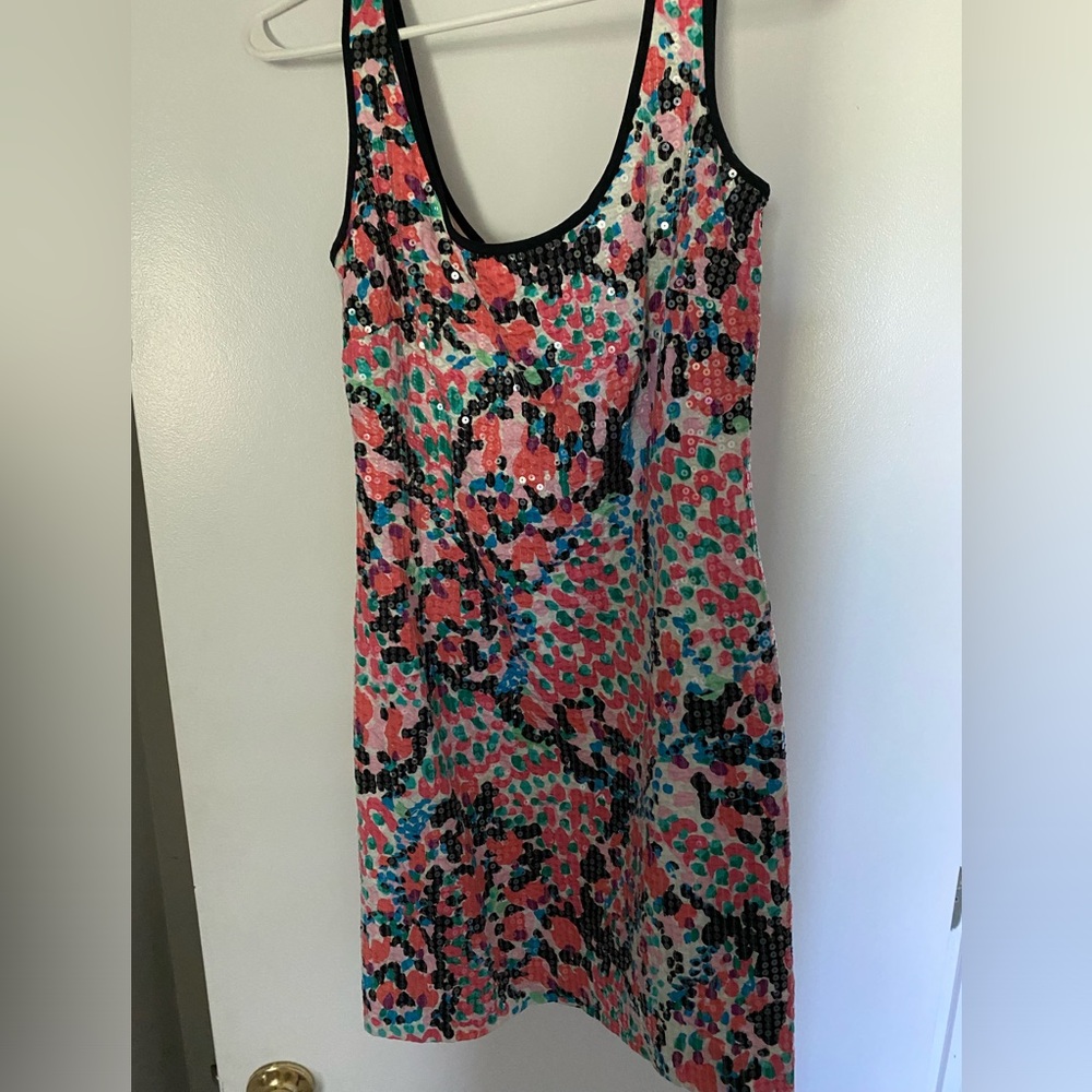 Lilly Pulitzer sequin pink floral print mini dress